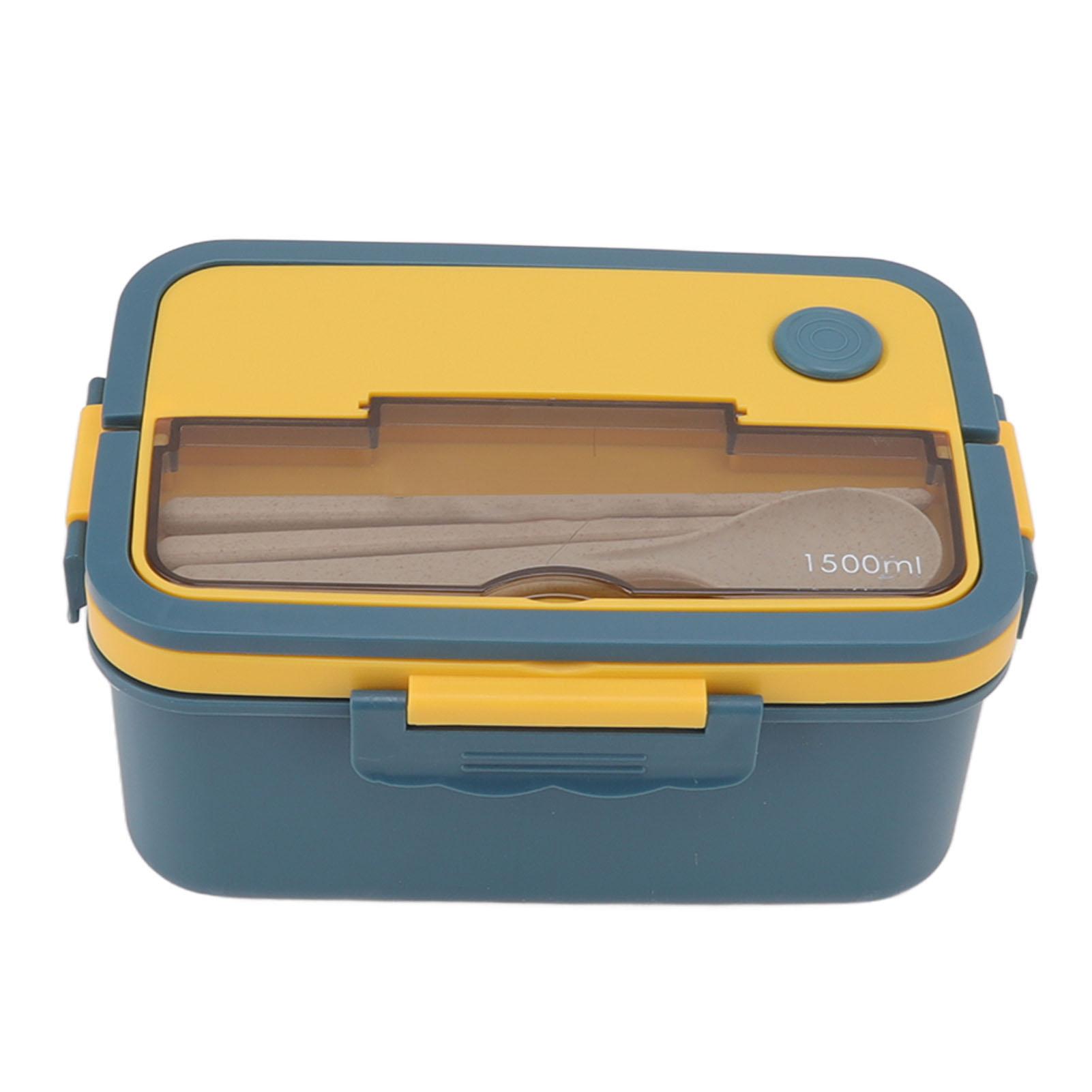 

1500ml Lunch Box Heat Resistant Plastic Bento Box Portable Lunch Containers with Chopsticks Spoon синий