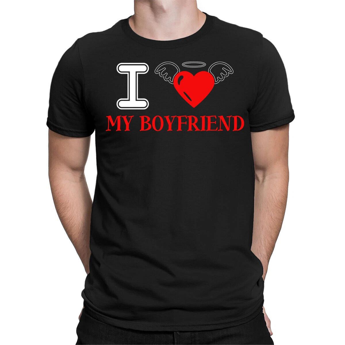 

I Love My Boyfriend Worlds Best Soulmates Forever T-Shirt Mens Tee Love Top #E3 XL
