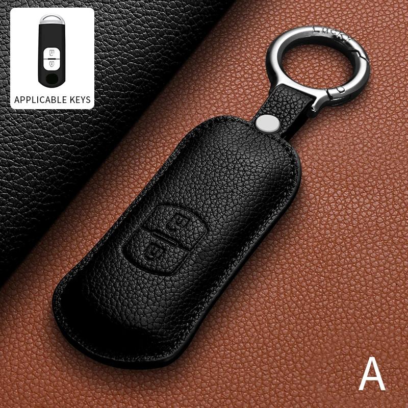 Leather Car Smart Remote Key Case Cover Shell for Mazda 3 6 Atenza Axela Demio CX5 CX3 CX7 CX9 MX5 Key Protector Fob Keychain