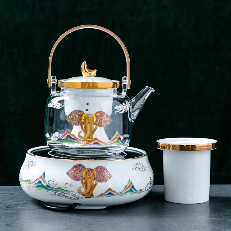 Hand-Painted Glass Tea Brewing & Steaming Pot Set