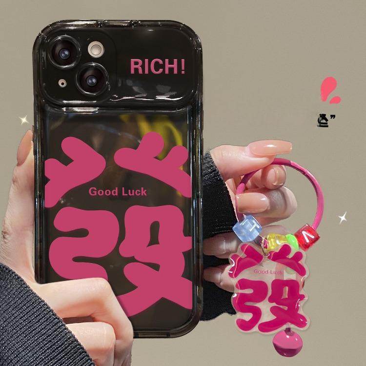 Applicable To Apple 14pro Mobile Phone Case IPhone 13 Large-font Hair Pendant 11/12 Flip Mirror Xs Lanyard Transparent