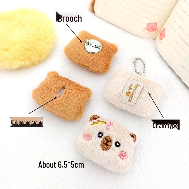 Capybara Cartoon Plush Brooch for Backpacks, Pendants, DIY Clothes, Shoes, and Hats Accessories