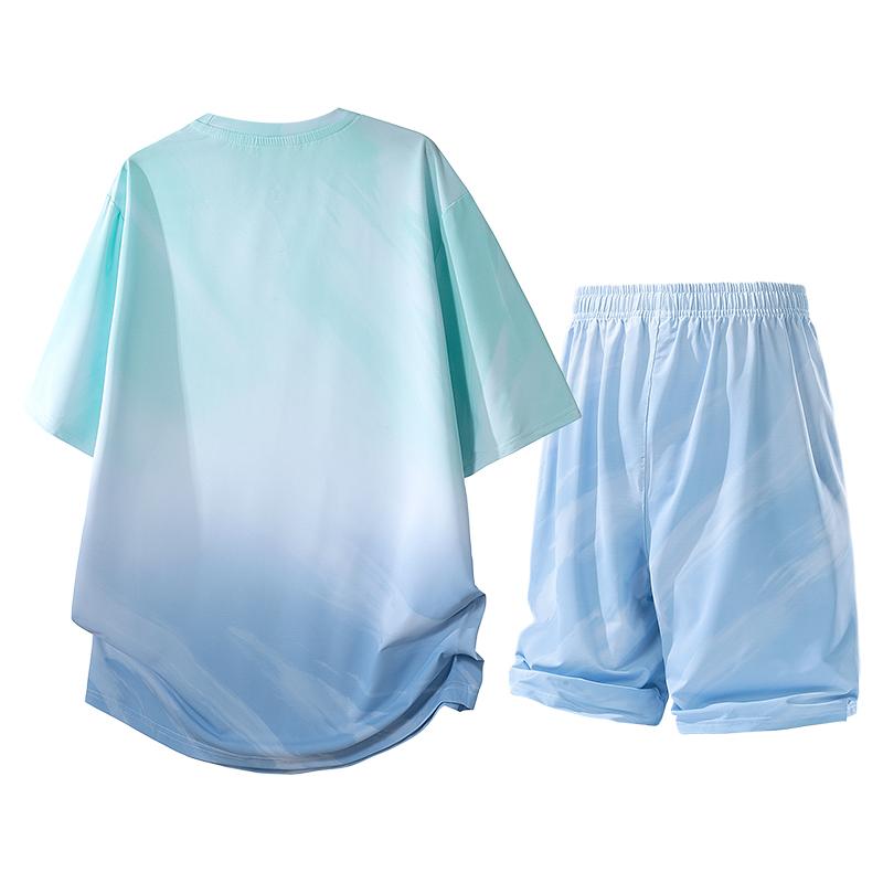 Men's Summer Casual Running Speed Dry Ice Silk Sports Set Men's Two Piece Set