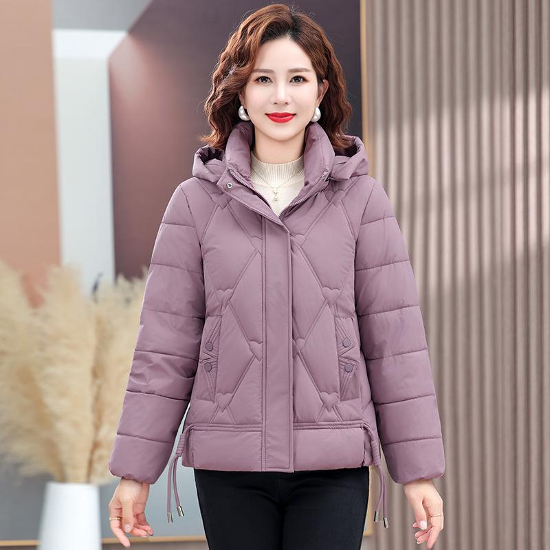 Jachetă de iarnă groasă și călduroasă pentru femei, scurtă, cu glugă detașabilă, rezistentă la vânt