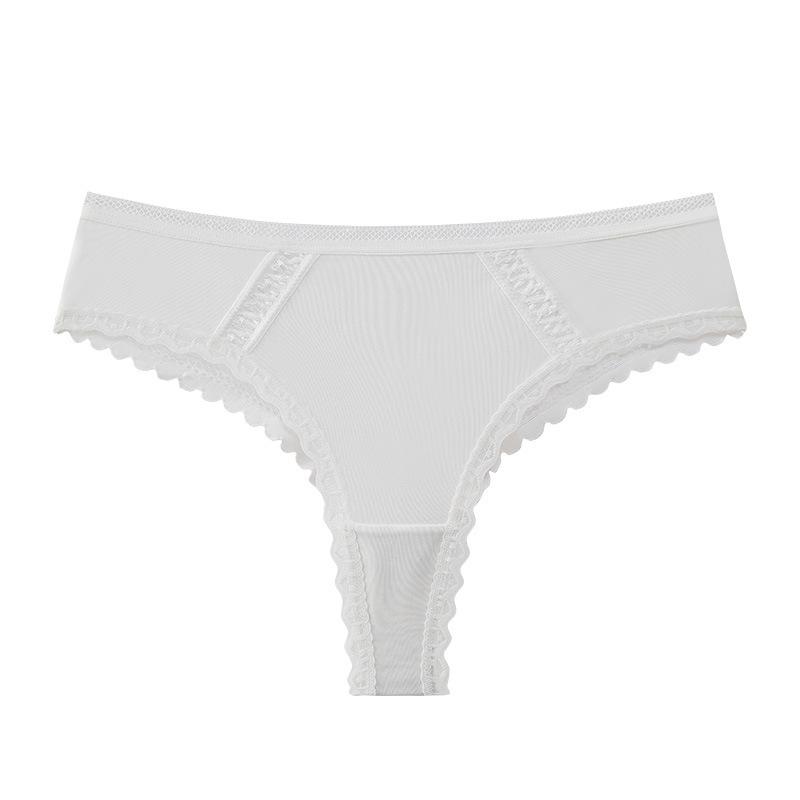 Sexy Ice Silk Peacock Lace Briefs Thong Women's No Trace One Piece Sports Knickers Fitness Comfortable Low Waist Underwear Women Panties