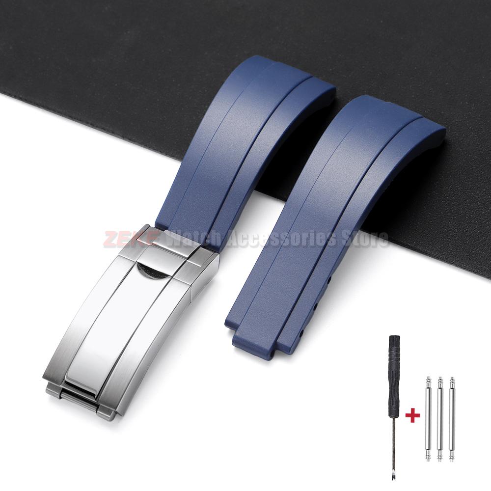 20 mm breites Uhrenarmband aus Gummi für Rolex Water Ghost, GMT und Daytona – wasserdichtes Silikonarmband mit Faltschließe