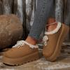 Fashion Pearls Decor Thick Sole Plush Slippers Women Outdoor Warm Winter Cotton Shoes Woman Plus Size 36-43 Non Slip Snow Boots