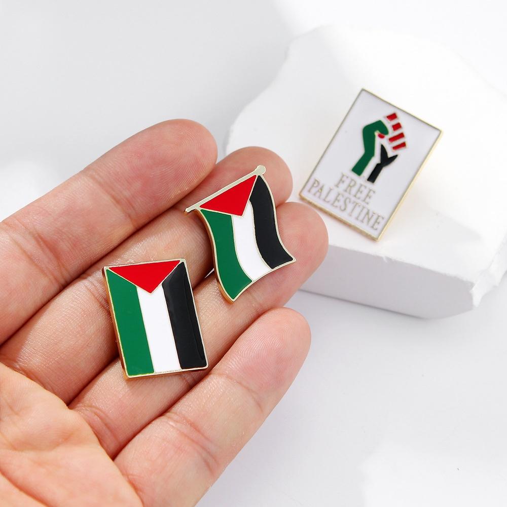 Broche Drapeau Palestinien Tendance Vente en Gros Badge Métal Pour Accessoires Vêtements