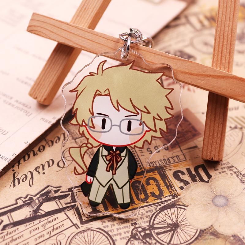 Action Bungo Stray Dogs Keychain Playthings Q Version Nakajima Atsushi Yosano Akiko Kunikida Doppo Mori Ogai Plastic Key Ring Present Toy