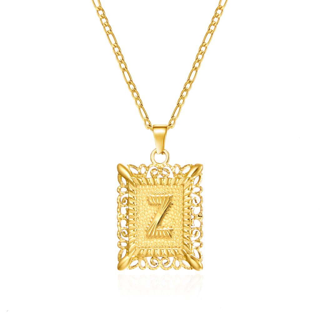 Stainless Steel Initial Letter Necklace For Women Men 2025 New Stylish Square Pendant Necklace Birthday Party Jewelry Gifts