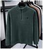 Men's Trendy Fleece Zipper Sweater - Loose, Warm, Plus Velvet, Half-High Collar Knitwear for Winter