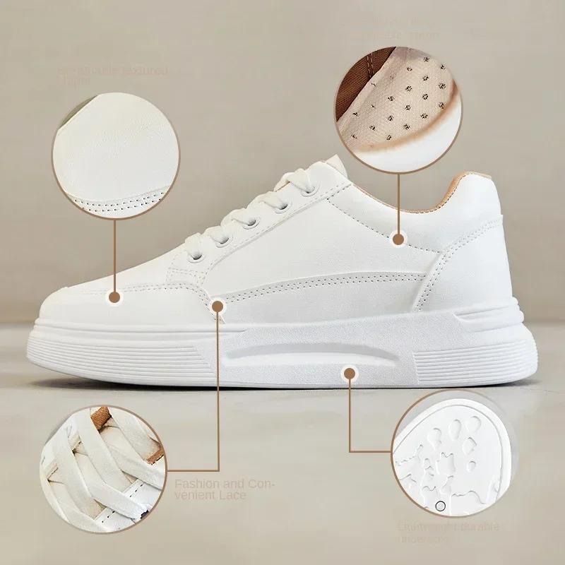 White Shoes Women's Spring New Women's Tennis Shoesstudent Round Toe High Heels Women's Shoes Sports and Casual Shoes