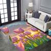 Vintage Floral Tulip Patterned Floor Mat, Non-slip, Machine Washable, Suitable for Living Rooms, Bedrooms, and Home Décor.