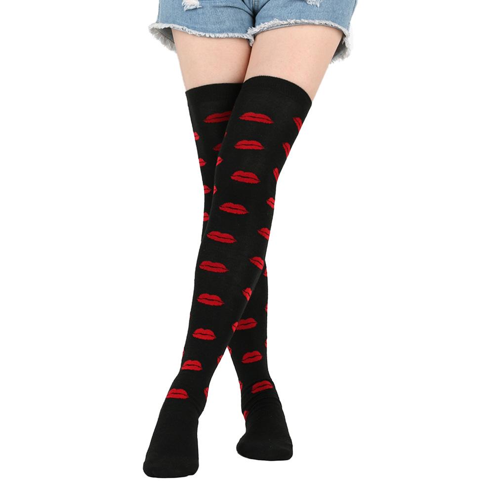 Dating Socks Over Knee Socks Valentine's Day Gift Stockings Love Stockings Lip Print Party Socks Wear Thigh Socks