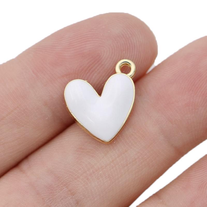10Pcs Silver Plated Enamel Red Heart Charms Pendant For Jewelry Making Earrings Bracelet Necklace Accessories Diy Findings