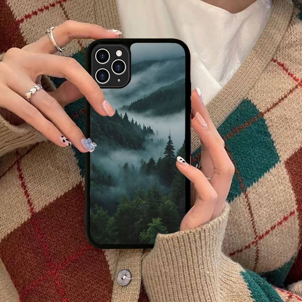 Mountain Forest Phone Case Wireless Charging PC+TPU For IPhone 11 12 13 14 15 16 17 Pro Max Plus Case