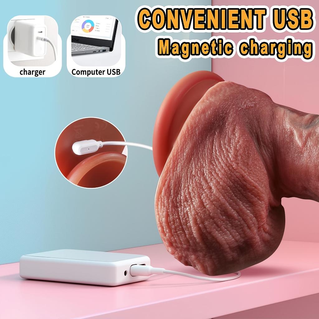 Heated Vibrating Silicone Dildo – 42° Warmth, Strong Suction, Soft Texture, Rechargeable, for G-Spot, Vaginal & Anal Play