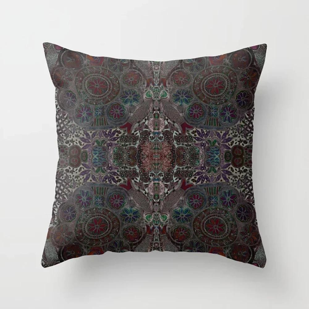 Home Decor Pillowcase Boho Psychedelic Texture Polyester Print  for Bedroom Living Room 45x45cm Funda De Almohada