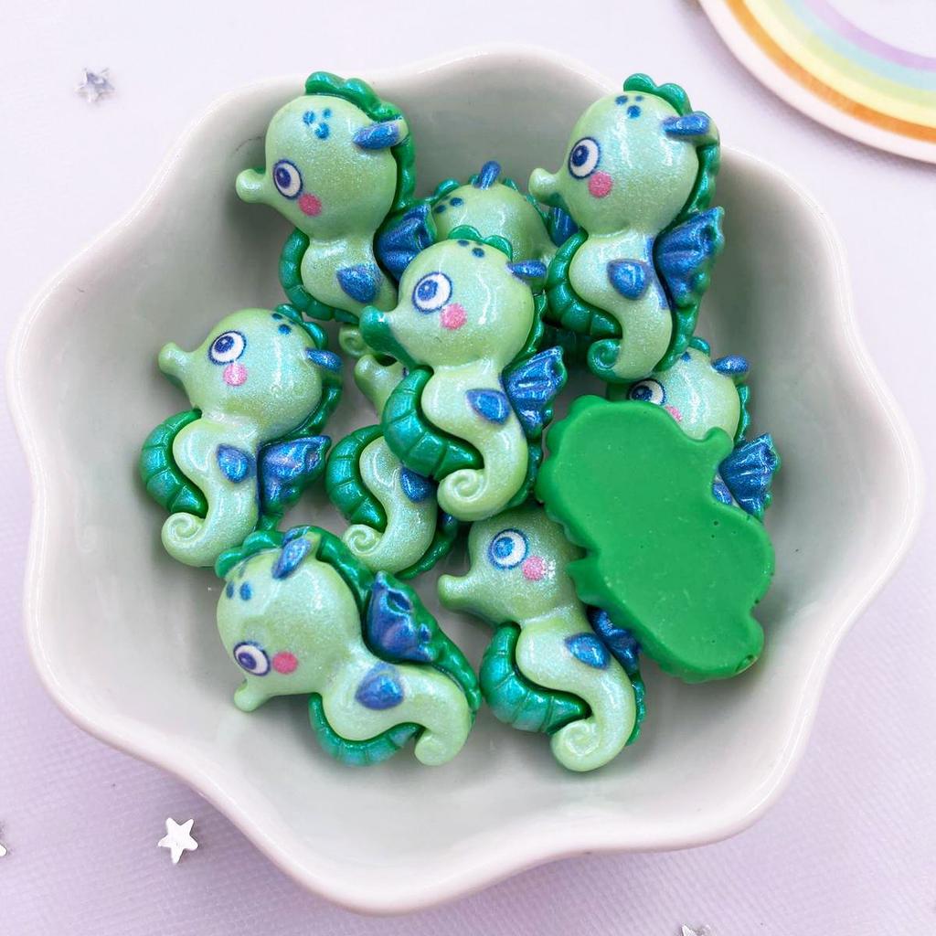 12pcs Colorful Resin Jellyfish Crabs Shells Seahorses Octopuses Whales Ocean Animal Flatback Scrapbook DIY Figurine Decor Crafts