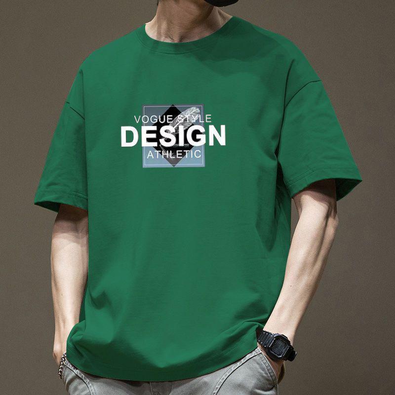Simple T-shirt Men's Print Summer Trendy Printed Cotton Short Sleeved Loose Trendy Breathable T-shirts