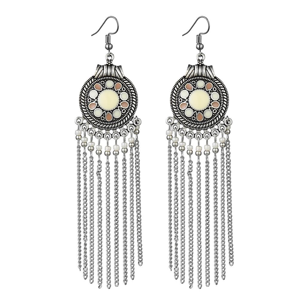 Ethnic Retro Chain Long Tassel Earrings Creative Personality Trendy Earrings Earrings