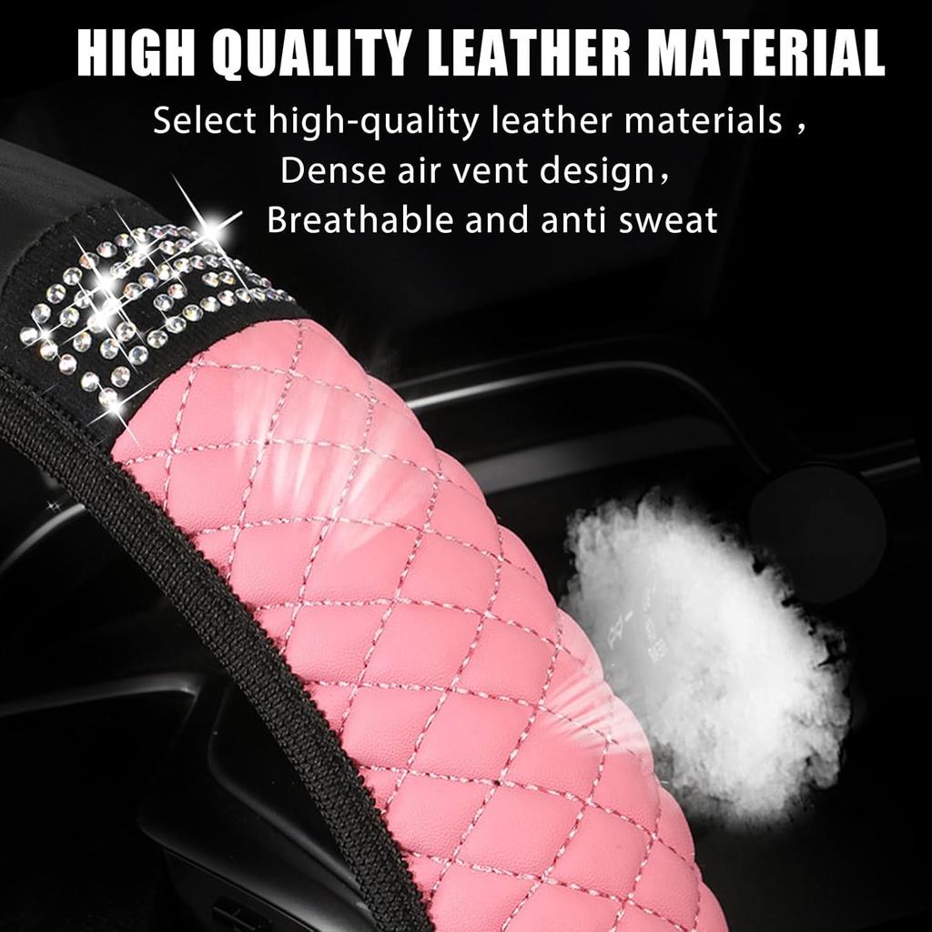Bling Car Steering Wheel Cover, 15 Inch Anti-Slip Wheel Protector For Women Girls, Soft Leather Elastic Steering Wheel Protector, Car Interior