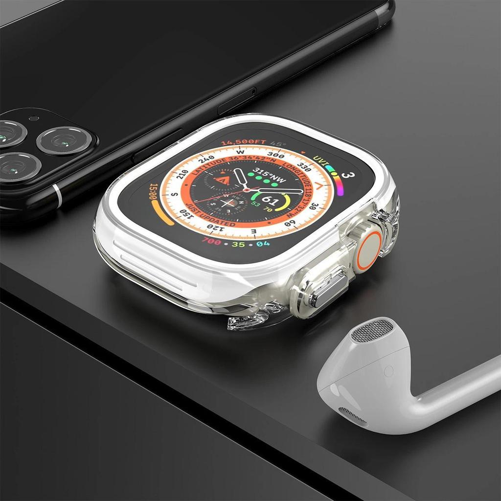TPU+PC Hülle Für Apple Watch Ultra 2 49mm Serie 9 8 7 6 SE 5 4 45mm 41mm Stoßfänger Rahmen Schutz Hülle Für iwatch 9 6 5 4 se 44mm