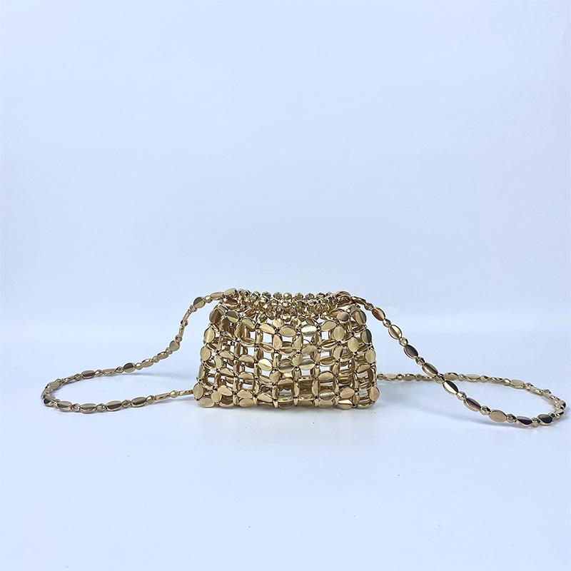 Retro Hand-Woven Sequin Beaded Shoulder Bag - Versatile Acrylic Phone Bag