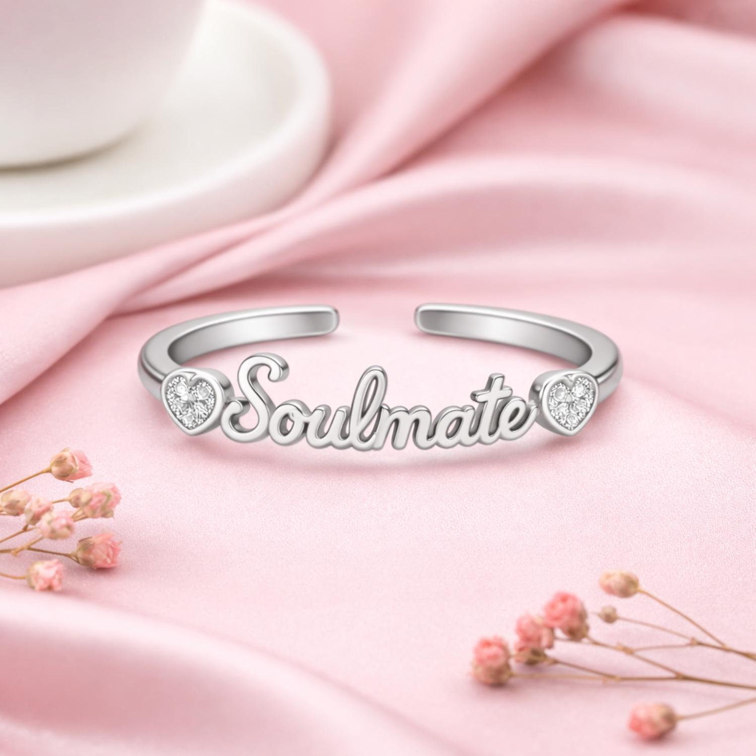 Soulmate Adjustable Open Ring – 925 Sterling Silver 10 белый