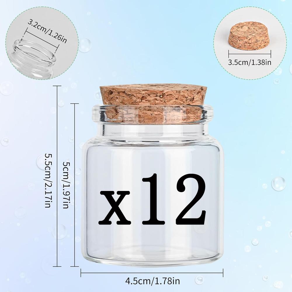 50ml Small Empty Glass Bottle with Cork Stopper Storage,Small Glass Bottle Jars for DIY Art Crafts Projects Decoration Party
