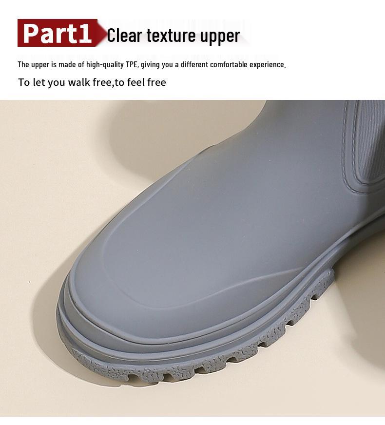 Women's Mid-Calf Waterproof Fashion Rain Boots - Korean & British Style, Non-Slip, Wear-Resistant Rubber Shoes for Daily Wear.