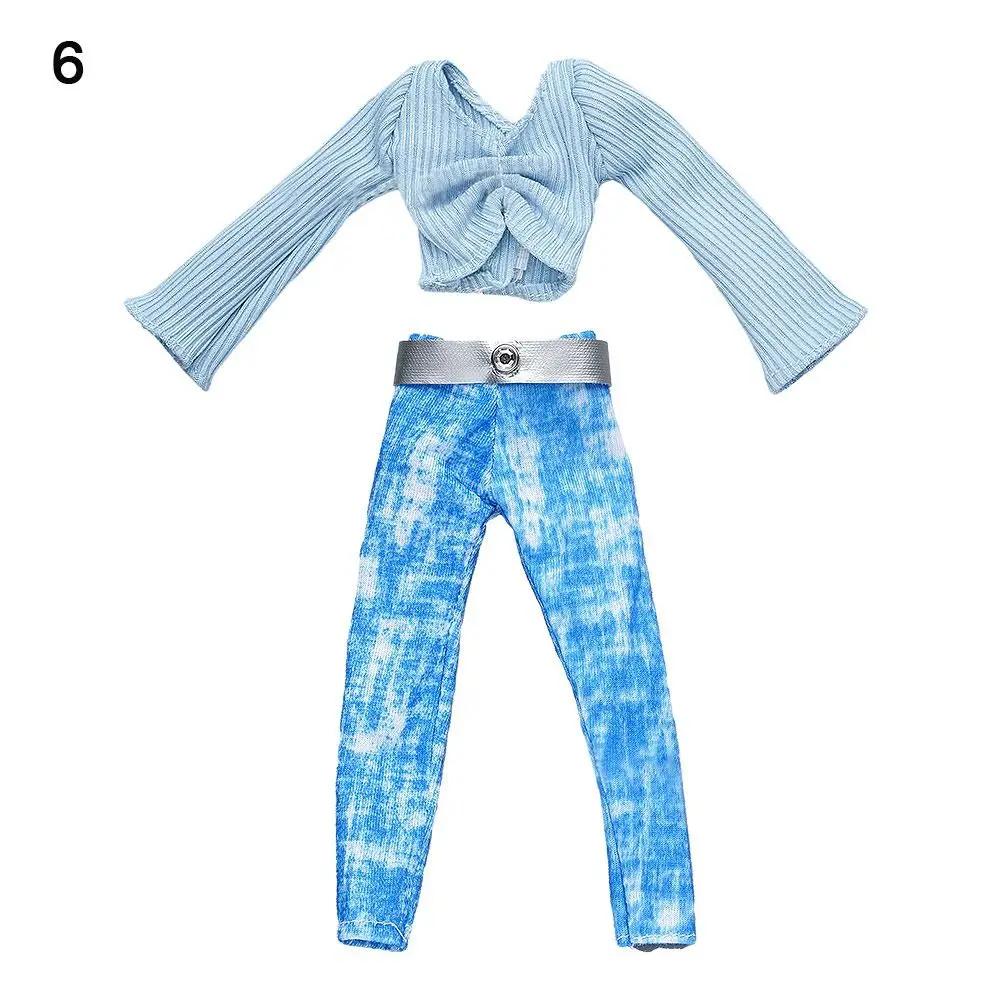 30CM Doll Clothes Suit Fashion Tops Sweater High Waisted Jean Pants Vest Skirt Set For 1/6Bjd Dolls Accessories Kids Toys