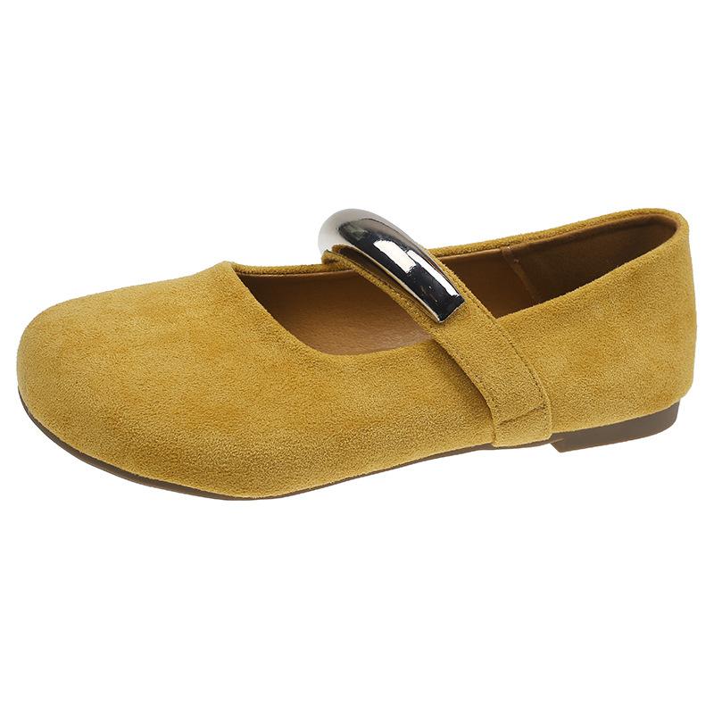 

French retro word with metal Mary Jane single shoes women s 2025 new breathable lightweight solid color casual single shoes 40 жовтий