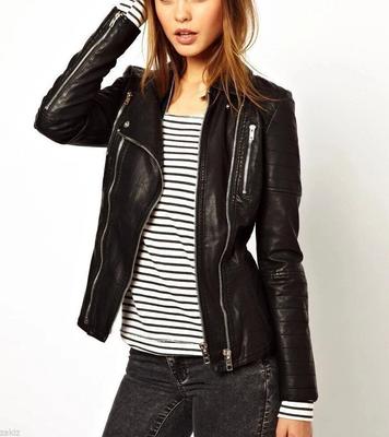 HOT Women Jacket Black Leather Lambskin Handmade Casual Stylish Biker Wear Soft
