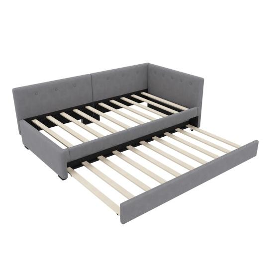 Daybed 90x200cm with Pull-out Bed Sofa Bed Single (No Mattress) Minimalist Styling Beige Gray Double Rollaway