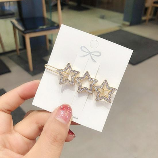 

Korean Style Rhinestone Star Bobby Pin: Minimalist, Shiny Alloy Hair Clip for Bangs