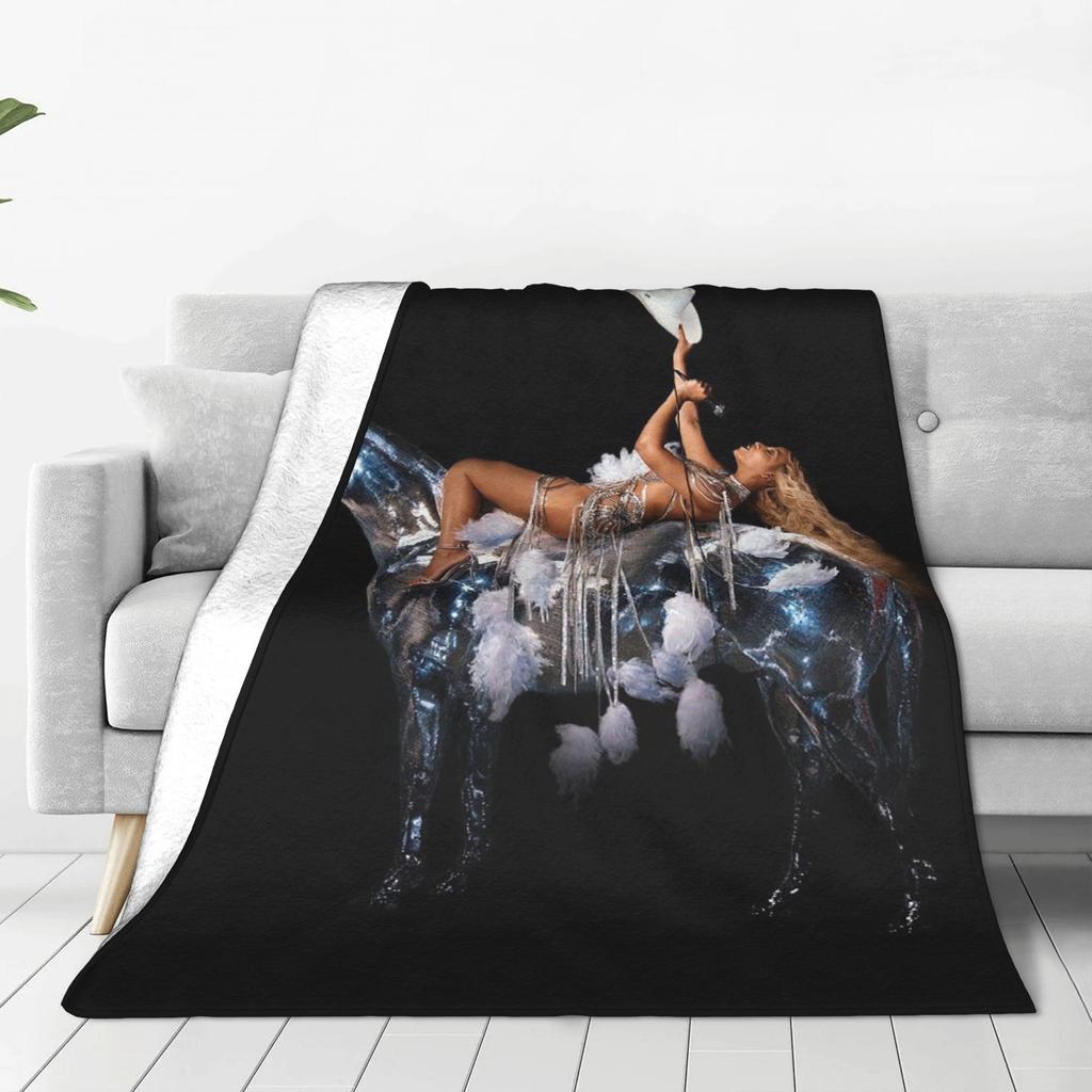Flannel Throw Blanket Singer Beyonce Renaissance Tour Warm Plush Blankets Soft Bedspread for Bed Living Room Home Picnic Couch