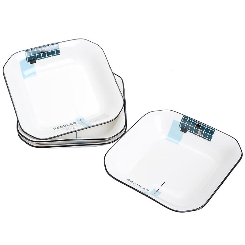 Набор керамических обеденных тарелок Sushic City Grid, 4 шт.