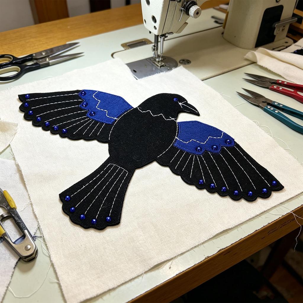 Crow Themed Sewing Organizer Hand Embroidered Ornament Creative Home Decor Crow Sewing Accessories Storage