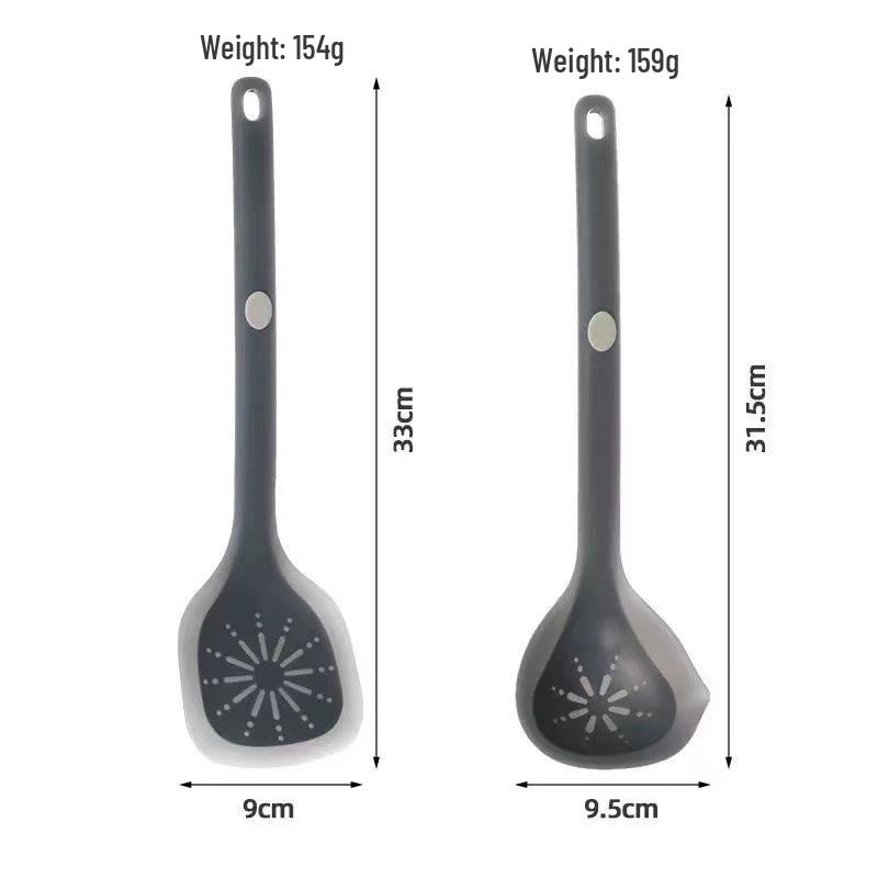 Baogang Silicone Kitchen Set: Semi-transparent Chinese Style Non-stick Spatula and Spoon, Food Grade, Ideal for Home Cooking.