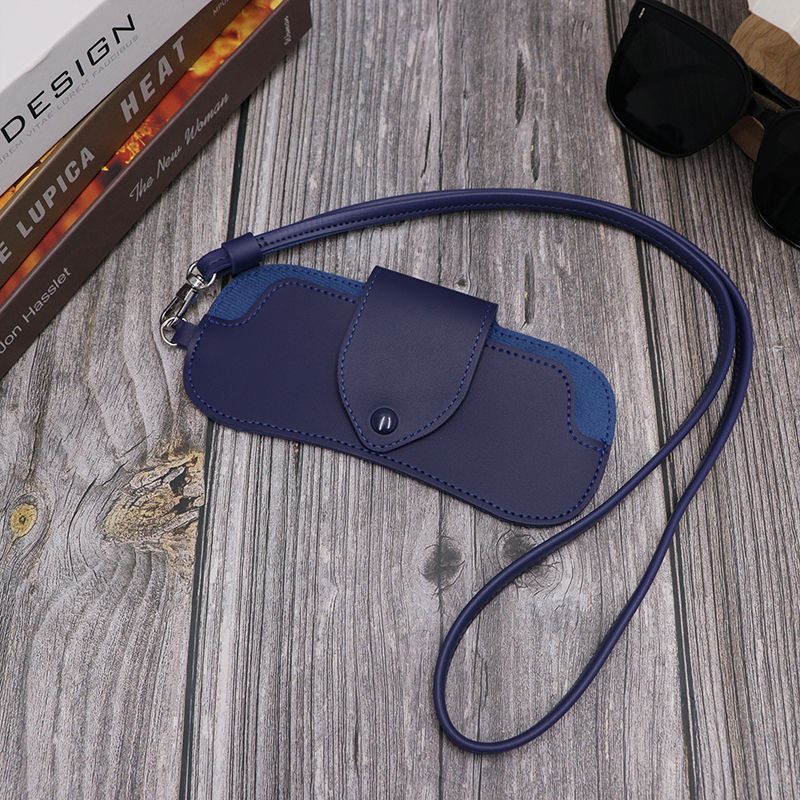 1PC Waterproof Sunglasses Bag Portable Hanging Neck Glasses Storage Case Fashion PU Leather Eyeglasses Pouch For Women Men
