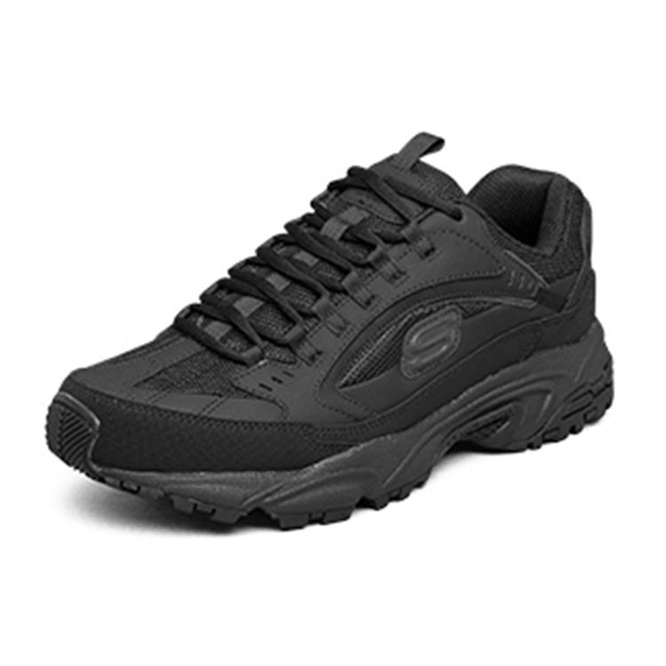 Skechers Stamina Textile, Synthetic Leather, Split Cow Leather Low top Chunky Sneakers Men's All Black 51286-BBK