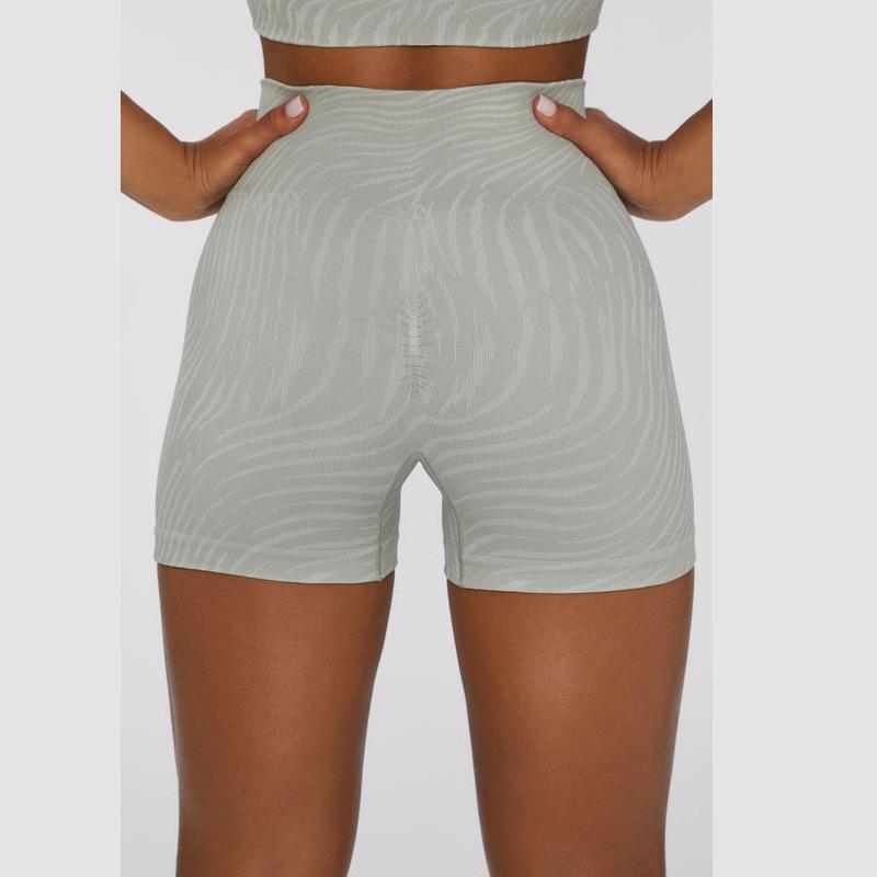 JYL Zebra Stripe Seamless Yoga Set Camisole Short Sleeve Pants L королевские желтого