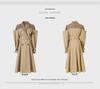 Casaco Trench Feminino de Comprimento Médio em Patchwork Bicolor com Gola de Terno - Vestido Casaco de Cintura Acima do Joelho Estilo Outono