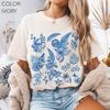 Indigo Wildflower Shirt Comfort Colors®, Vintage Blue Botanical Floral Tee, Cottagecore Toile De Jouy Tee, Boho Flower Tee, Plant Lover Gift