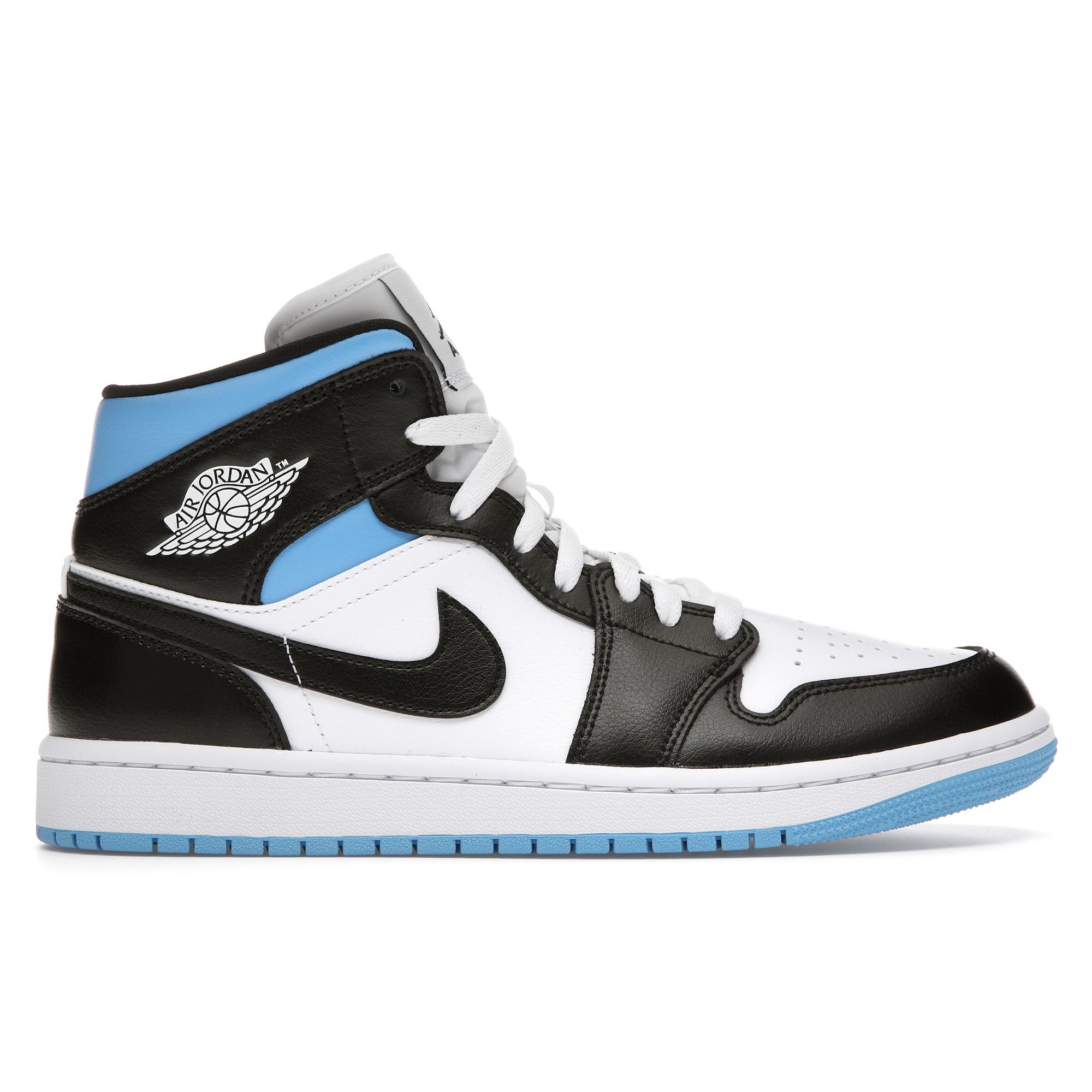 

Air Jordan 1 Mid University Blue Женские кроссовки Белые Черные BQ6472-102 37.5