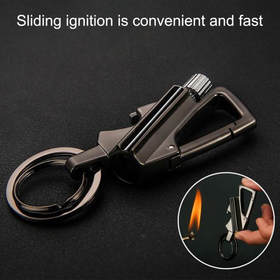 Multifunctional Portable Permanent Metal Keychain Lighter with Bottle Opener