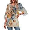 Women's Color Neck Three-Quarter Sleeve Casual Top