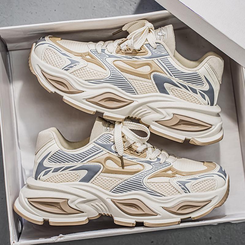 Men's Vintage Chunky Mesh Running Sneakers Breathable Non Slip Thick Sole Casual Streetwear Shoes