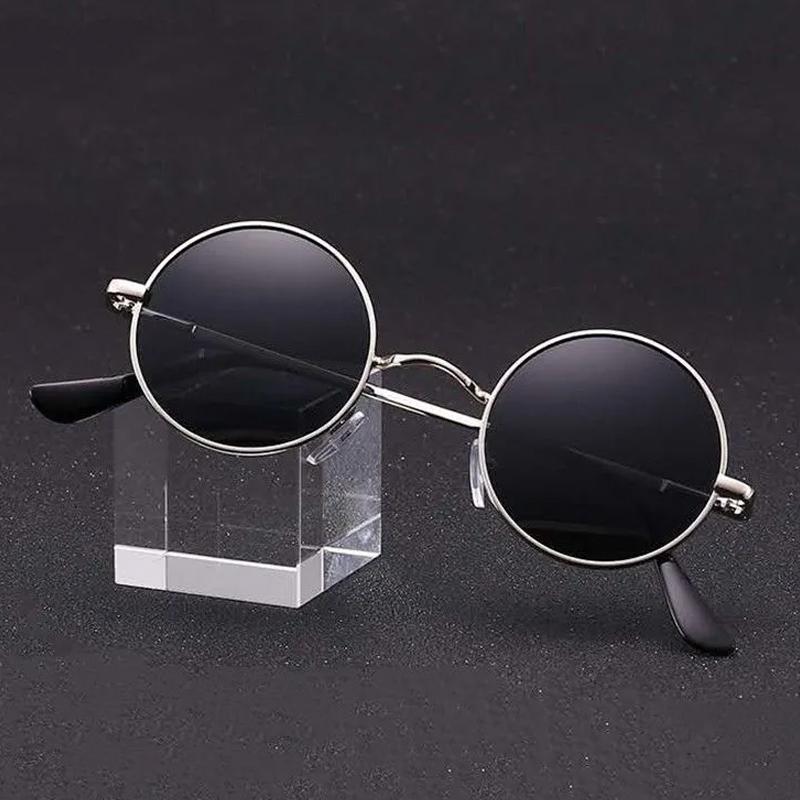 Retro Okrągłe Polarized Okulary Przeciwsłoneczne Męskie Markowe Projektant Okulary Przeciwsłoneczne Vintage Damskie Metalowa Stopowa Ramka Czarne Szkła Okulary Jazda Samochodem UV400